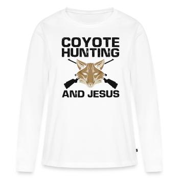 Conception de coyote pour les réacteurs de coyote - T-shirt manches longues Premium bio Femme - blanc - Devant - Julia (174cm)