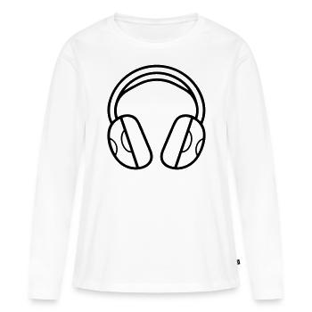 casque audio gaming - T-shirt manches longues Premium bio Femme - blanc - Devant - Julia (174cm)