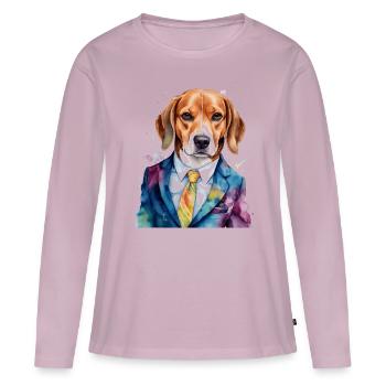 Beagle Suit Dog Colorful Funny Animal Design Print - Women's Premium Organic Long Sleeve Shirt - dusky pink - Front - Julia (174cm)