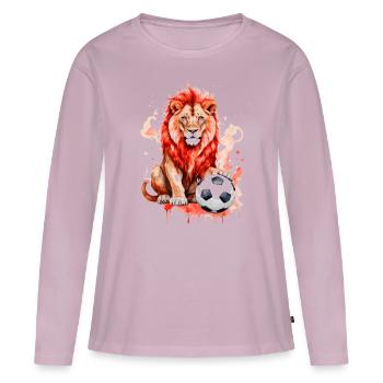 Löwe Fußball Bunt Österreich Tier Design Print - Frauen Premium Bio Langarmshirt - Altrosa - Vorne - Julia (174cm)
