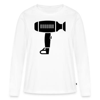 Seche cheveux - T-shirt manches longues Premium bio Femme - blanc - Devant - Julia (174cm)