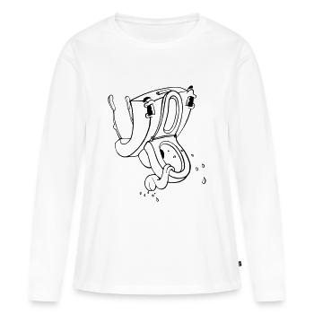 toilettes fou - T-shirt manches longues Premium bio Femme - blanc - Devant - Julia (174cm)