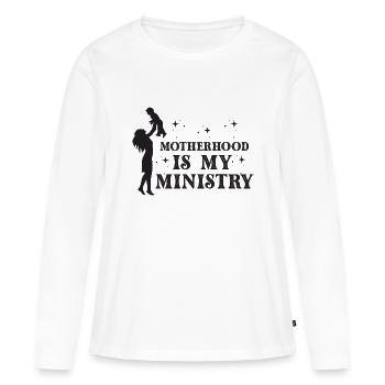La maternité est mon ministère - T-shirt manches longues Premium bio Femme - blanc - Devant - Julia (174cm)