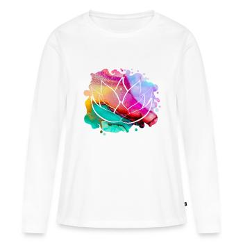 fleur de lotus - T-shirt manches longues Premium bio Femme - blanc - Devant - Julia (174cm)
