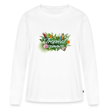 Été tropical - T-shirt manches longues Premium bio Femme - blanc - Devant - Julia (174cm)