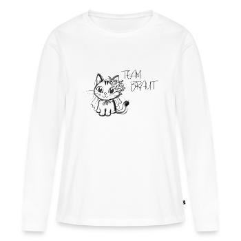 Team Braut - Katzendesign - Frauen Premium Bio Langarmshirt - Weiß - Vorne - Julia (174cm)