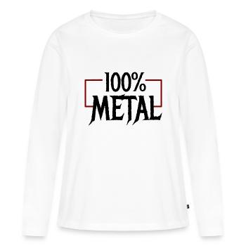 100 Heavy Metal - T-shirt manches longues Premium bio Femme - blanc - Devant - Julia (174cm)