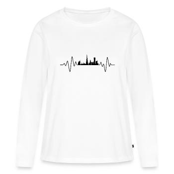 Dubaï Heartbeat Skyline Dubaï - T-shirt manches longues Premium bio Femme - blanc - Devant - Julia (174cm)