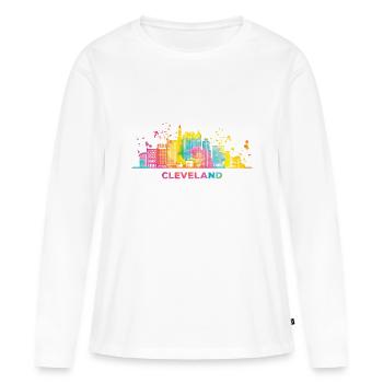 Clevelander Skyline Cleveland - T-shirt manches longues Premium bio Femme - blanc - Devant - Julia (174cm)
