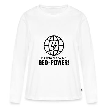 Python SIG Géo-Puissance Programmation Géospatial - T-shirt manches longues Premium bio Femme - blanc - Devant - Julia (174cm)