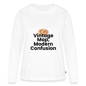 Carte vintage Confusion moderne Géographie GPS - T-shirt manches longues Premium bio Femme - blanc - Devant - Julia (174cm)
