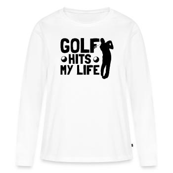 Golf Hits My Life Drôle - T-shirt manches longues Premium bio Femme - blanc - Devant - Julia (174cm)