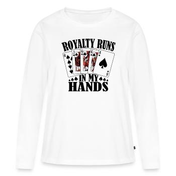 La royauté entre mes mains Poker - T-shirt manches longues Premium bio Femme - blanc - Devant - Julia (174cm)