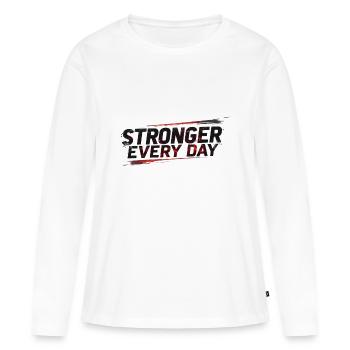 T-Shir au design sportif pour une motivation maximale - T-shirt manches longues Premium bio Femme - blanc - Devant - Julia (174cm)
