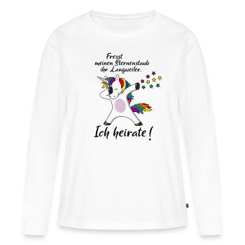 Fresst Sternenstaub Einhorn Ich heirate JGA - Frauen Premium Bio Langarmshirt - Weiß - Vorne - Julia (174cm)
