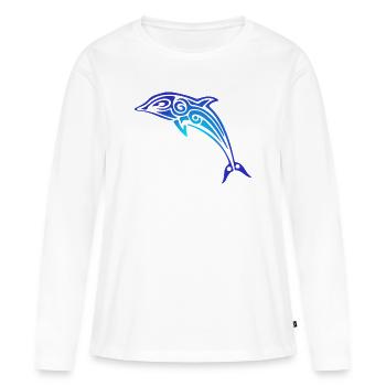 Tribal Dolphin Hawaii Islander Polynesische Maori - Frauen Premium Bio Langarmshirt - Weiß - Vorne - Julia (174cm)