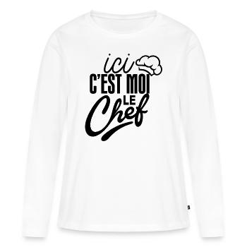 chef cuisine ici c'est moi le chef - T-shirt manches longues Premium bio Femme - blanc - Devant - Julia (174cm)