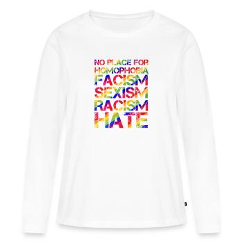 Contre le racisme Nazis contre le racisme Anti racisme - T-shirt manches longues Premium bio Femme - blanc - Devant - Julia (174cm)