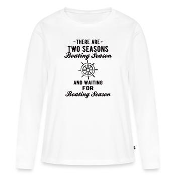 BATEAU: Saison nautique - T-shirt manches longues Premium bio Femme - blanc - Devant - Julia (174cm)