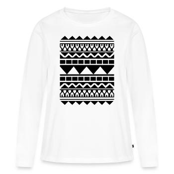 Motif maori géométrique maori - T-shirt manches longues Premium bio Femme - blanc - Devant - Julia (174cm)