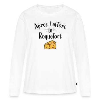 Sportif Humour Roquefort Citation Drôle Fitness - T-shirt manches longues Premium bio Femme - blanc - Devant - Julia (174cm)