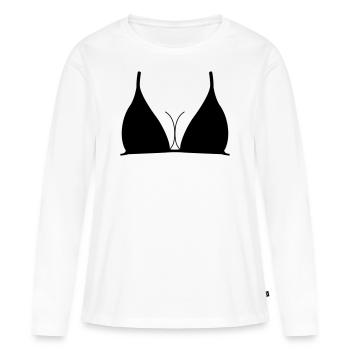 Brüste, Oberteil, Oberweite, Dekolleté, Brust, - Frauen Premium Bio Langarmshirt - Weiß - Vorne - Julia (174cm)