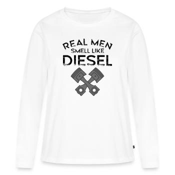 DIESEL MECHANIC /DIESEL TRUCKER smell like Diesel - T-shirt manches longues Premium bio Femme - blanc - Devant - Julia (174cm)
