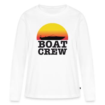 Bateau équipage de bateau à moteur - T-shirt manches longues Premium bio Femme - blanc - Devant - Julia (174cm)