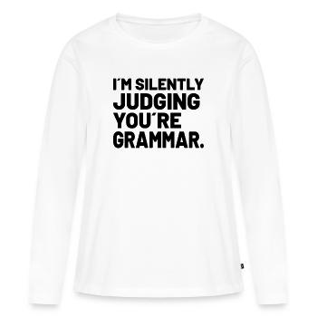 Grammar Police Grammar Nerd Funny Grammar - Women's Premium Organic Long Sleeve Shirt - white - Front - Julia (174cm)