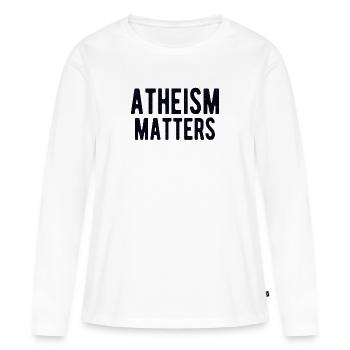 ATHÉE ATHÉISME POISON IDEA : ATHEISM MATTERS - T-shirt manches longues Premium bio Femme - blanc - Devant - Julia (174cm)