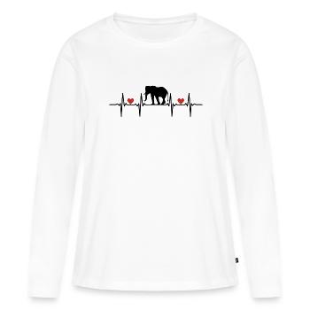 Eléphants Pachydermes Proboscis Afrique Trompette Éléphant - T-shirt manches longues Premium bio Femme - blanc - Devant - Julia (174cm)