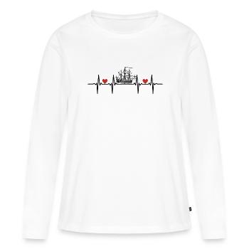 Bateaux Bateaux Yacht Yachts Capitaine Capitaine Navires - T-shirt manches longues Premium bio Femme - blanc - Devant - Julia (174cm)