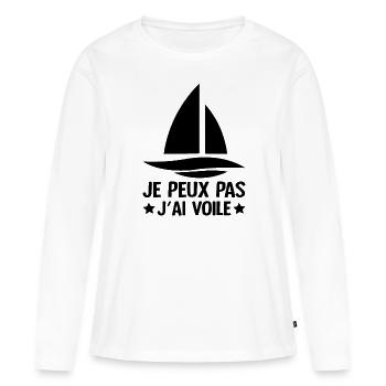 Je Peux Pas J'ai Voile - T-shirt manches longues Premium bio Femme - blanc - Devant - Julia (174cm)