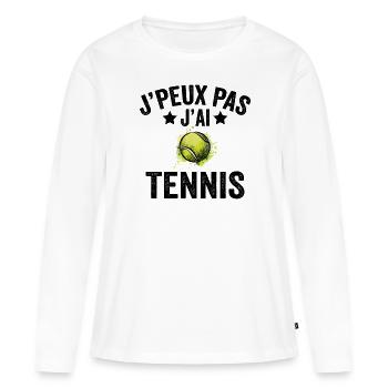Je Peux Pas J'ai Tennis - T-shirt manches longues Premium bio Femme - blanc - Devant - Julia (174cm)