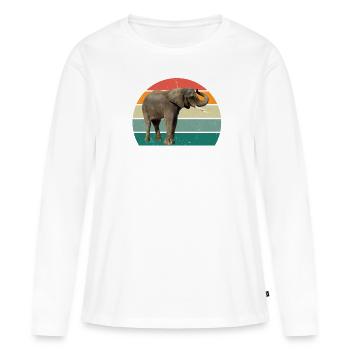 Eléphant Pachyderme Proboscis Afrique Trompettes Éléphant - T-shirt manches longues Premium bio Femme - blanc - Devant - Julia (174cm)