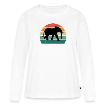 Eléphant Pachyderme Proboscis Afrique Trompettes Éléphant - T-shirt manches longues Premium bio Femme - blanc - Devant - Julia (174cm)