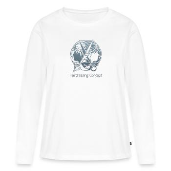 Haare schneiden Friseuse Frisörin Schere Fön Haar - Frauen Premium Bio Langarmshirt - Weiß - Vorne - Julia (174cm)