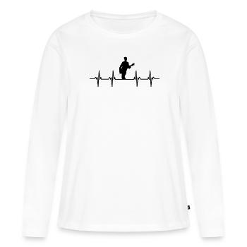 Guitariste Guitariste Guitariste Guitariste Guitare Basse - T-shirt manches longues Premium bio Femme - blanc - Devant - Julia (174cm)