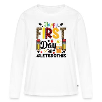Joyeux Premier Jour D'école - T-shirt manches longues Premium bio Femme - blanc - Devant - Julia (174cm)
