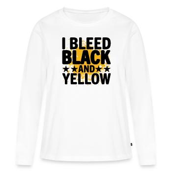 I Bleed Black And Yellow Je Saigne Noir Et Jaune - T-shirt manches longues Premium bio Femme - blanc - Devant - Julia (174cm)