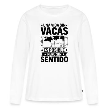 Cadeau De Vache Drôle - T-shirt manches longues Premium bio Femme - blanc - Devant - Julia (174cm)