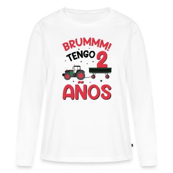 Brummm J'ai 2 ans - T-shirt manches longues Premium bio Femme - blanc - Devant - Julia (174cm)