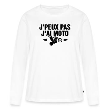 Je Peux Pas J'ai Moto Humour Cadeau Anniversaire - T-shirt manches longues Premium bio Femme - blanc - Devant - Julia (174cm)