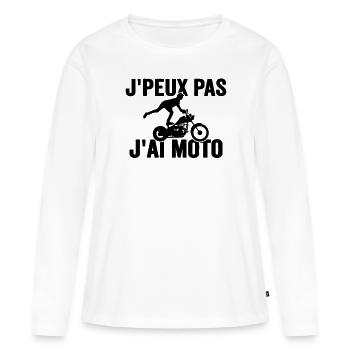 Je Peux Pas J'ai Moto Humour Cadeau Anniversaire - T-shirt manches longues Premium bio Femme - blanc - Devant - Julia (174cm)