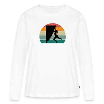 Grimpeur Grimpeur Bloc Escalade - T-shirt manches longues Premium bio Femme - blanc - Devant - Julia (174cm)