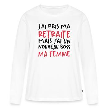 J'ai Pris Ma Retraite - T-shirt manches longues Premium bio Femme - blanc - Devant - Julia (174cm)