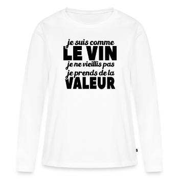 Je Suis Comme Le Vin - T-shirt manches longues Premium bio Femme - blanc - Devant - Julia (174cm)