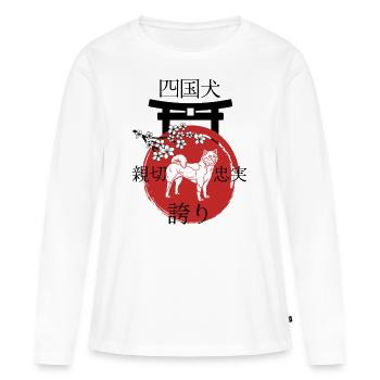Shikoku Ken Giappone Kanji Stile - Maglia a maniche lunghe ecologica premium da donna - bianco - Fronte - Julia (174cm)