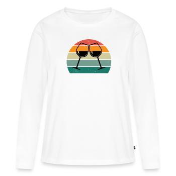 vins buveur de vin buveur de vin amateur de vin - T-shirt manches longues Premium bio Femme - blanc - Devant - Julia (174cm)