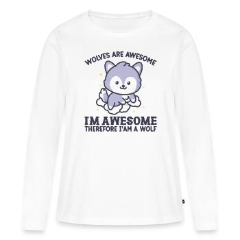 Je suis génial donc je suis un loup - T-shirt manches longues Premium bio Femme - blanc - Devant - Julia (174cm)